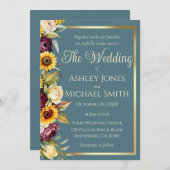 Sonnenblumen Land Elegance Hochzeit Einladung (Vorne/Hinten)