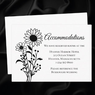 Sonnenblumen Land Florale Hochzeitsunterkunft Begleitkarte