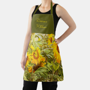 Sonnenblumen-Land Gelb Grün Vintage-Koch Schürze