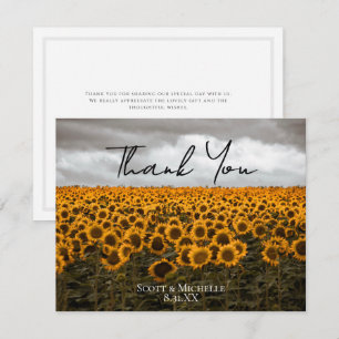 Sonnenblumen-Land-Hochzeits-Dankeskarten Dankeskarte