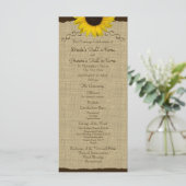 Sonnenblumen-Land Jute-Hochzeitsprogramm Programm (Stehend Vorderseite)
