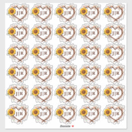 Sonnenblumen Land Monogram Rustic Wedding Stickers Aufkleber