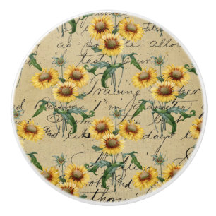 Sonnenblumen-Land Rustikal Vintage Handschriftlich Keramikknauf