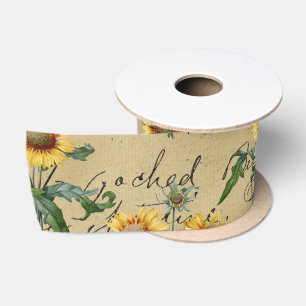 Sonnenblumen-Land Rustikal Vintage Handschriftlich Satinband