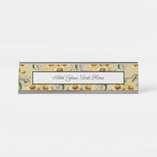 Sonnenblumen-Land Rustikal Vintage Handschriftlich Schreibtischnamensplakette
