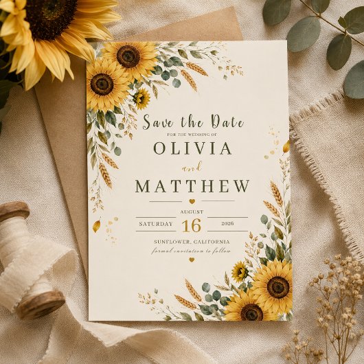 Sonnenblumen-Land Save the Date Karte