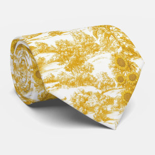 Sonnenblumen-Landschaft Vintage Gelb Toile (7) Krawatte