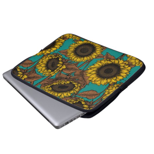 Sonnenblumen Laptopschutzhülle (Vorne Knopf)