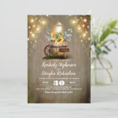 Sonnenblumen Laterne Rustikale Hochzeit im Herbst Einladung (Stehend Vorderseite)