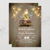 Sonnenblumen Laterne Rustikale Hochzeit im Herbst Einladung (Vorne/Hinten)