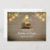 Sonnenblumen Laterne Rustikaler Fall Save the Date Ankündigungspostkarte (Vorne/Hinten)