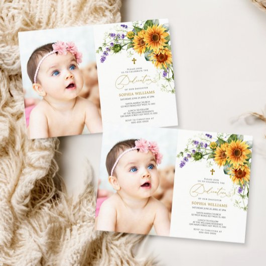 Sonnenblumen & Lavander Foto Einladung