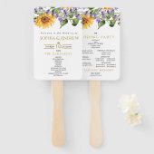 Sonnenblumen & Lavander Rustic Wedding Programm Fächer (Vorne und Hinten)