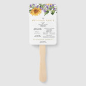 Sonnenblumen & Lavander Rustic Wedding Programm Fächer (Rückseite)