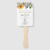 Sonnenblumen & Lavander Rustic Wedding Programm Fächer (Vorderseite)