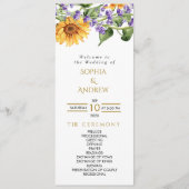 Sonnenblumen & Lavander Rustikale Hochzeitsprogram Programm (Vorderseite)