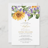 Sonnenblumen & Lavander Taufe Einladung (Vorderseite)
