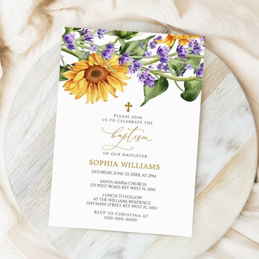 Sonnenblumen & Lavander Taufe Einladung