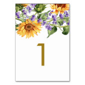 Sonnenblumen & Lavander Tischnummer 1 Hochzeit (Vorderseite)