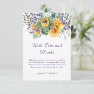 Sonnenblumen Lavendel Eukalyptus Grünzeug Danke RSVP Karte