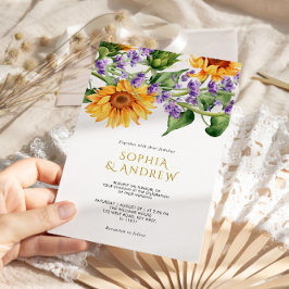 Sonnenblumen & Lavendel Hochzeit Einladung
