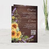 Sonnenblumen Lavendel QR-Code Holz Hochzeit Einladung (Rückseite)