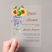 Sonnenblumen Lavendelblumen klares Brautparty Acryleinladungen (Insitu (Handheld))