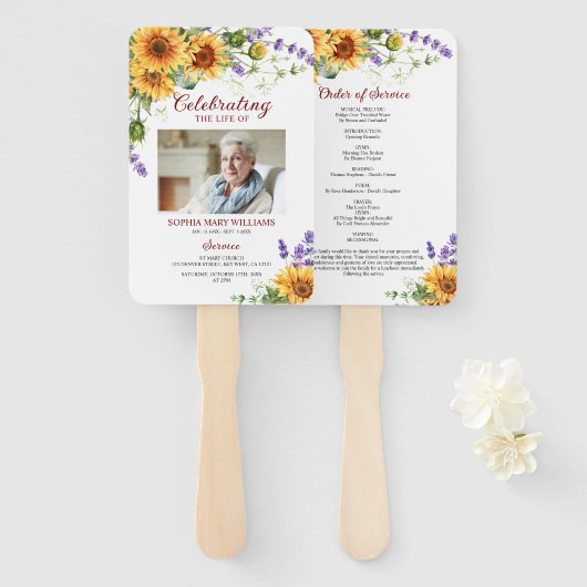 Sonnenblumen & Lavender Beerdigung Set der Fans Fächer (Vorne und Hinten)