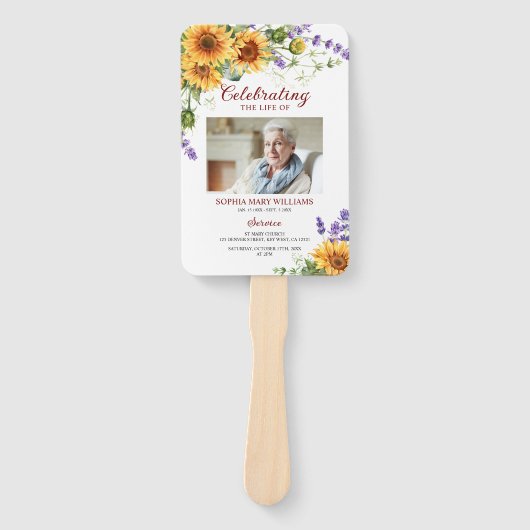 Sonnenblumen & Lavender Beerdigung Set der Fans Fächer (Vorderseite)
