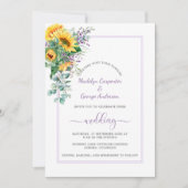 Sonnenblumen Lavender Eukalyptus Grüne Hochzeit Einladung (Vorderseite)