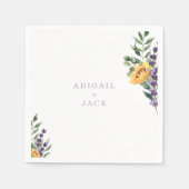 Sonnenblumen Lavender Wedding Personalisiert Cockt Serviette (Vorderseite)