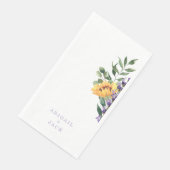 Sonnenblumen Lavender Wedding Personalisiert Serviette (Ecke)