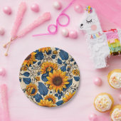 Sonnenblumen: Lebhafte Sonnenblumen Kunstwerk Pappteller (Party)