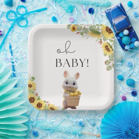 Sonnenblumen Lemon Citrus Rabbit Summer Baby Dusch Pappteller (Party)