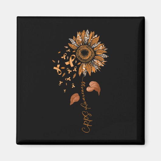 Sonnenblumen Leopard CRPS Awareness Orange Ribbon Magnet (Vorne)