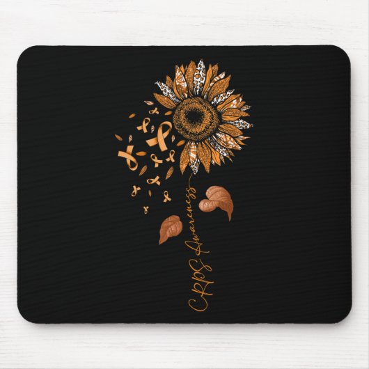 Sonnenblumen Leopard Crps Awareness Orange Ribbon Mousepad (Vorne)