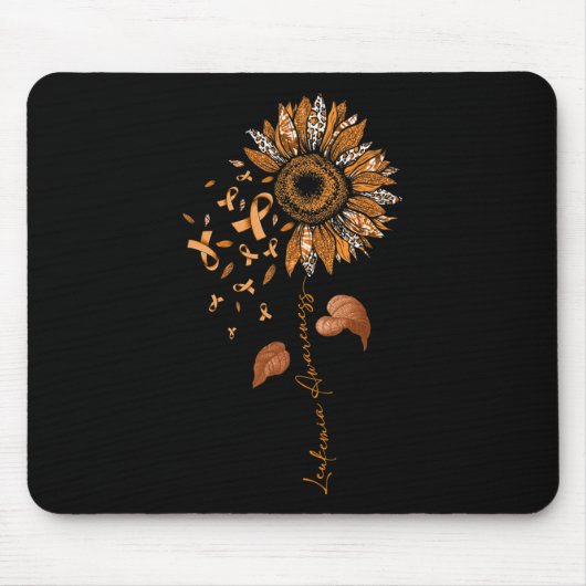 Sonnenblumen Leopard Leukämie Bewusstsein Orange B Mousepad (Vorne)