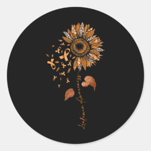 Sonnenblumen Leopard Leukämie Bewusstsein Orange B Runder Aufkleber