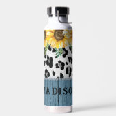 Sonnenblumen Leopard Print Rustic Chic Name Trinkflasche (Links)