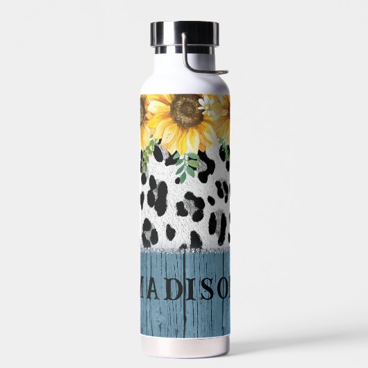 Sonnenblumen Leopard Print Rustic Chic Name Trinkflasche (Links)