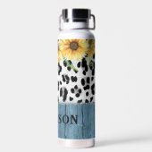 Sonnenblumen Leopard Print Rustic Chic Name Trinkflasche (Rückseite)
