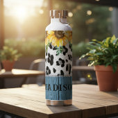Sonnenblumen Leopard Print Rustic Chic Name Trinkflasche