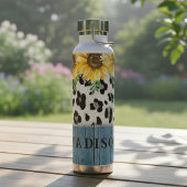 Sonnenblumen Leopard Print Rustic Chic Name Trinkflasche