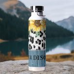 Sonnenblumen Leopard Print Rustic Chic Name Trinkflasche<br><div class="desc">Sonnenblumen Leopard Print Rustic Chic Name Insulated Water Flasche zeigt gelbe Sonnenblumen mit Grün auf einem Leopardenprint auf einem rustikalen Holzboden und personalisiert mit Ihrem Namen. Entworfen von © Evco Studio www.zazzle.com/store/evcostudio</div>