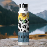 Sonnenblumen Leopard Print Rustic Chic Name Trinkflasche<br><div class="desc">Sonnenblumen Leopard Print Rustic Chic Name Insulated Water Flasche zeigt gelbe Sonnenblumen mit Grün auf einem Leopardenprint auf einem rustikalen Holzboden und personalisiert mit Ihrem Namen. Entworfen von © Evco Studio www.zazzle.com/store/evcostudio</div>