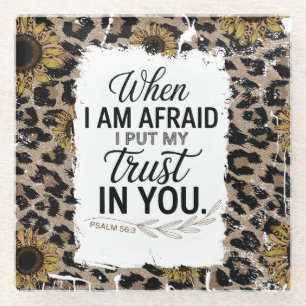 Sonnenblumen-Leopard Psalm 56:3 Glasuntersetzer