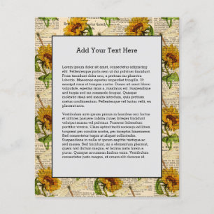 Sonnenblumen Libellen Alte Zeitung Landhausstil Flyer