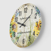 Sonnenblumen Libellen Shabby und Chic Garden Große Wanduhr (Winkel)
