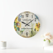 Sonnenblumen Libellen Shabby und Chic Garden Große Wanduhr (Zuhause)