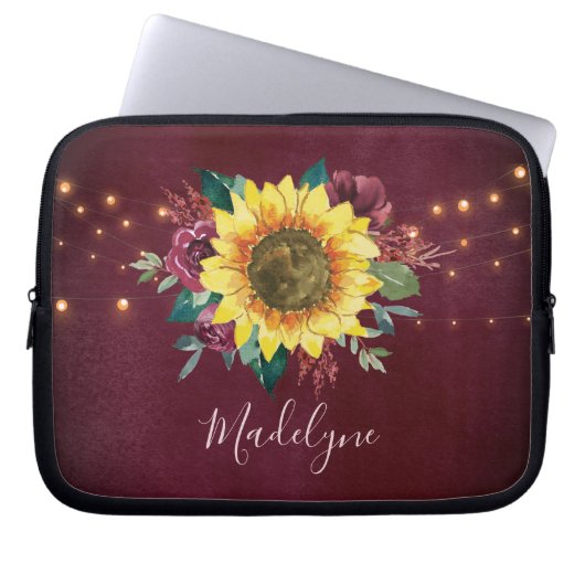 Sonnenblumen Lichter Blumenbeere Wasserfarbe Laptopschutzhülle (Vorderseite)